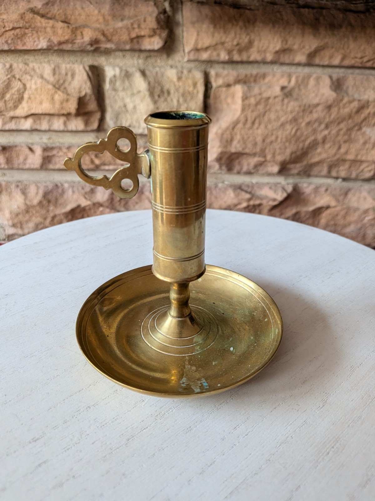 Vintage Swedish Brass Chamber Candlestick with Push-Up Ejector — Made in Sweden