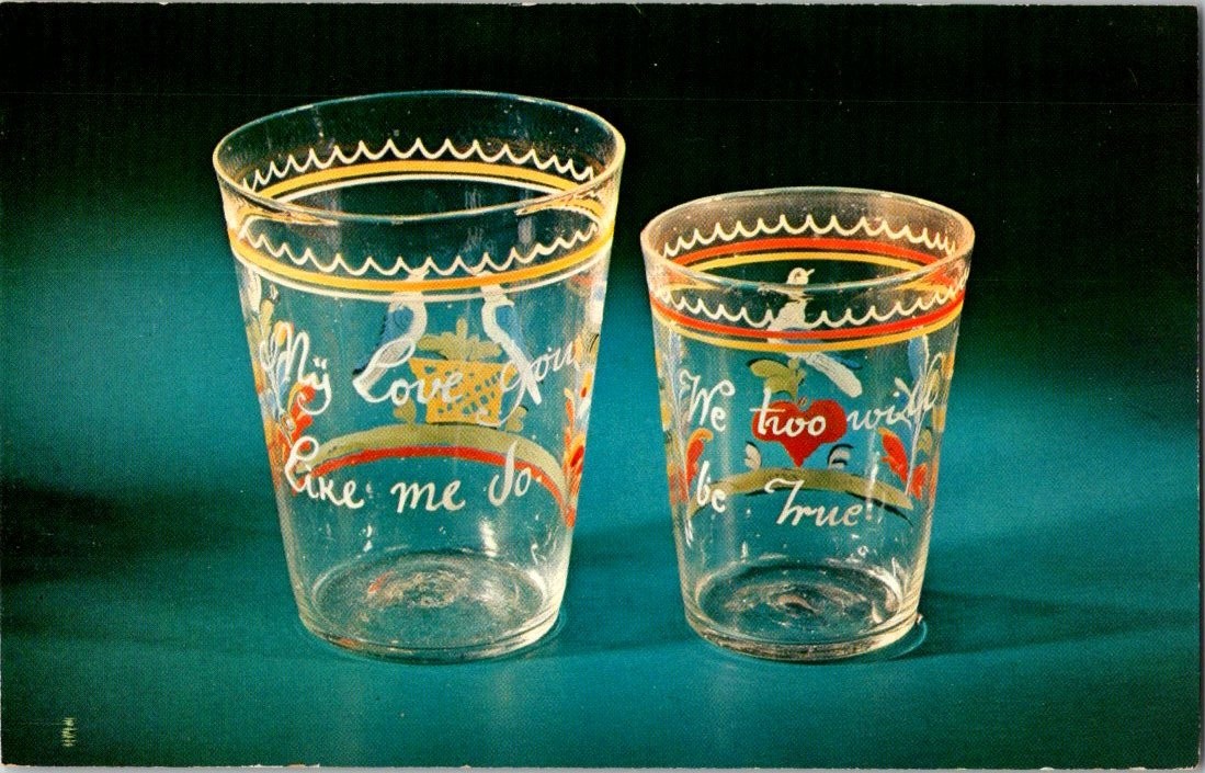 Vintage Corning Museum of Glass Stiegel-Style Tumblers Postcard NY