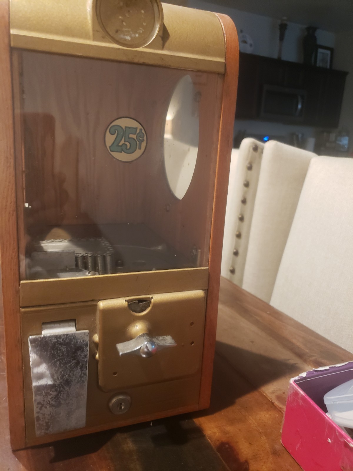 Unique Vintage Glass and Wood Gumball Vending Machine