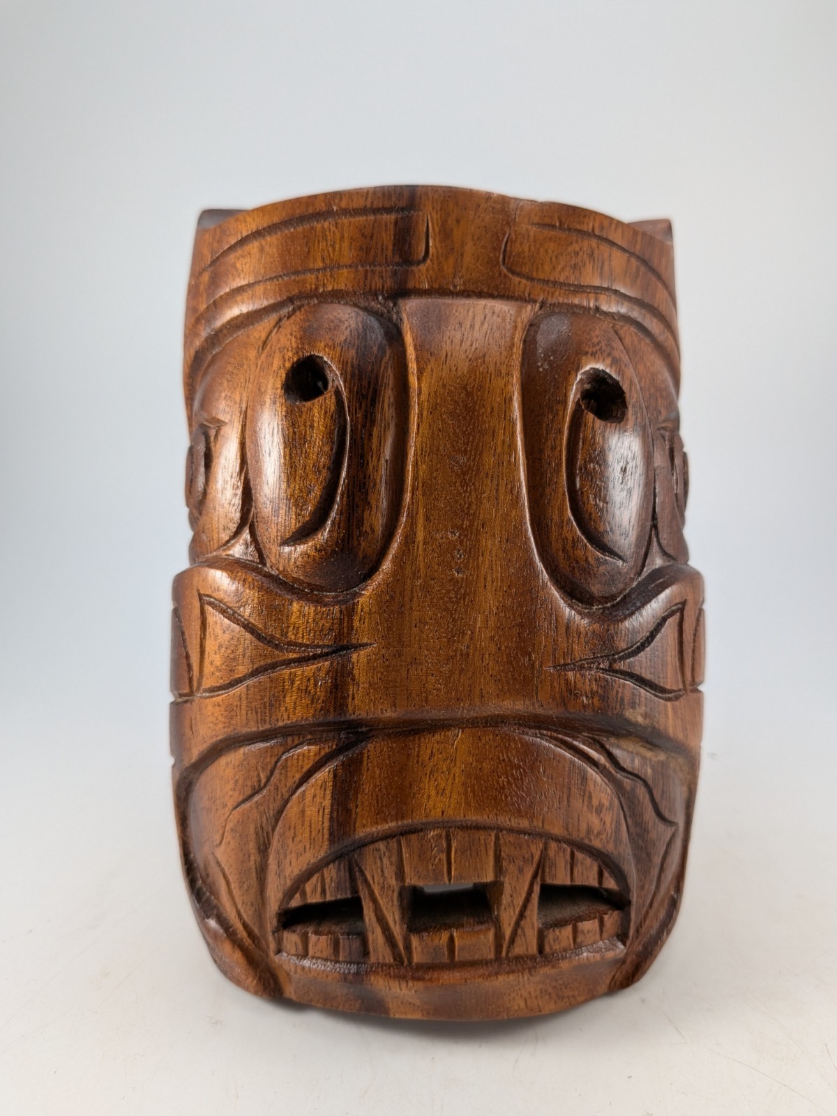 Vintage Wood Carved Northwest Coast Salish Ceremonial Mask.