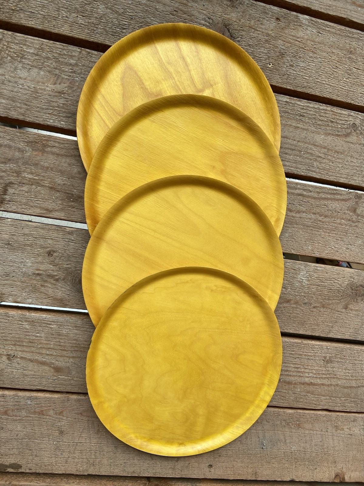 Vintage Mid-Century Modern Swedish Bentwood Tray Circular 14” Platter Set Of 4