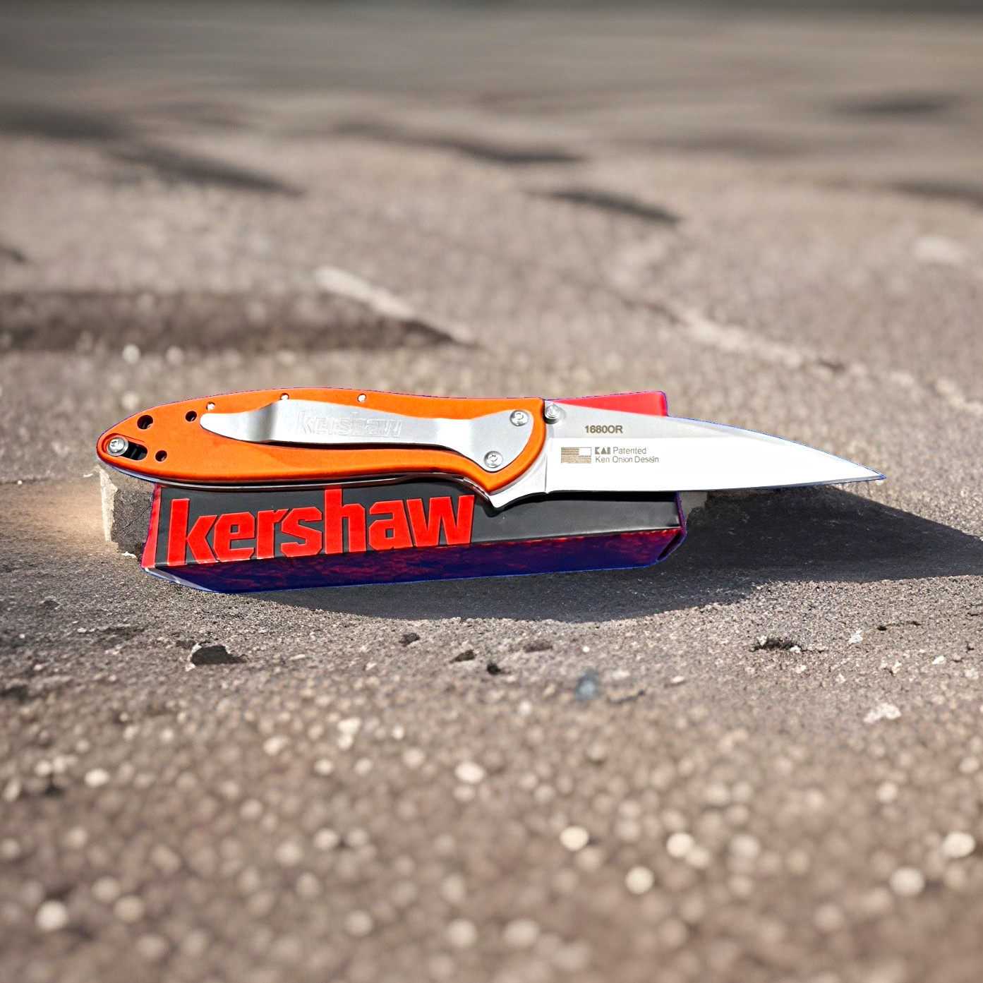 Kershaw 1680OR Ken Onion Orange Aluminum Clip Point SS Plain Frame Lock Assist