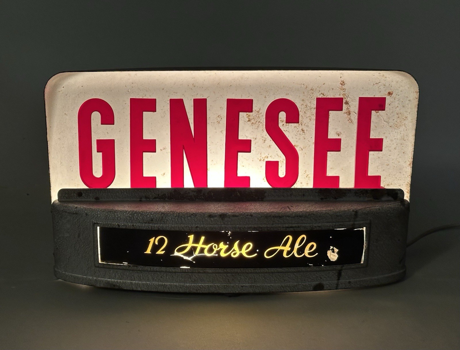 VTG 1940s Genesee 12 Horse Ale Lighted Back Bar Beer Sign Price Bros