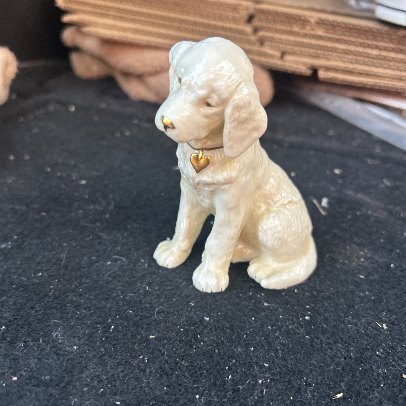 Vintage Lenox Porcelain Labrador Retriver Puppy Dog Figurine W Gold Heart
