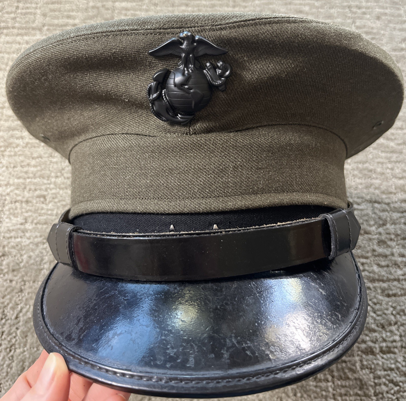 WW2 USMC Rare Named Officer Dress Hat