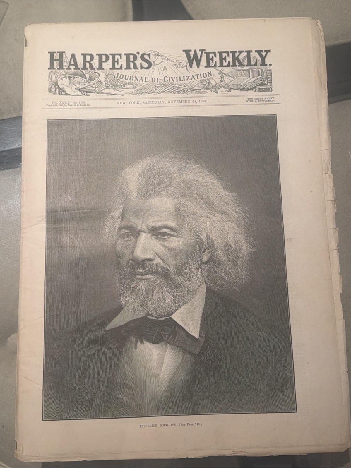 Harper's Weekly Nov. 24, 1883 Frederick Douglass Howard Pyle Poe's Raven