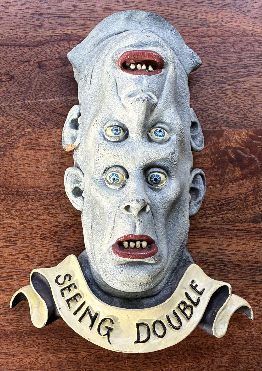 Vintage 1996 Illusive Concepts Halloween Head Seeing Double Wall Statue Mario