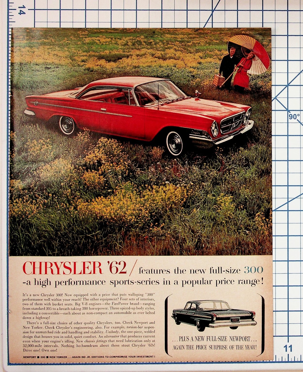 1962 Chrysler 300 Newport Vintage Car Magazine Ad Original Ephemera Auto