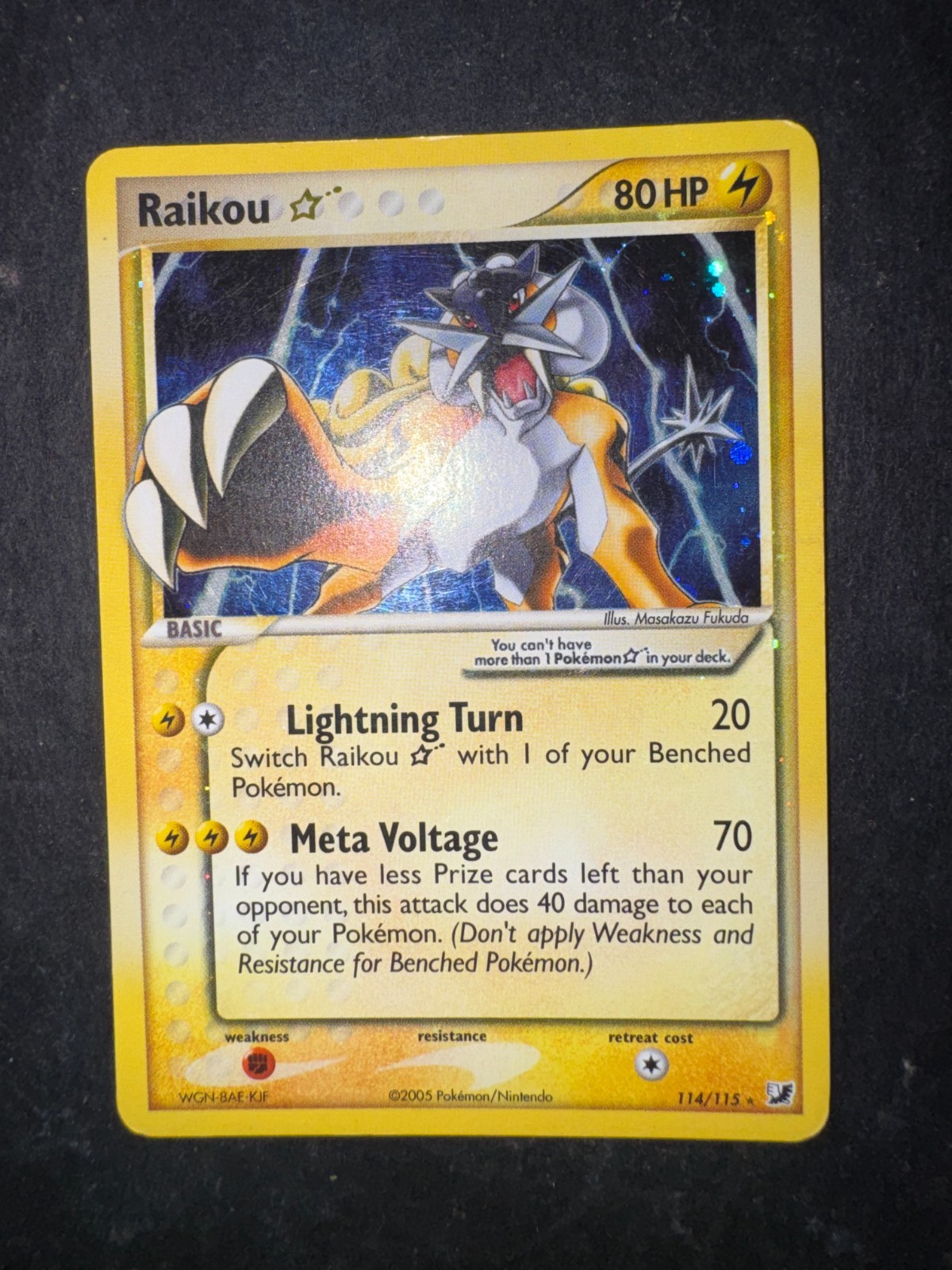 Pokemon Raikou Gold Star 114/115 Ex Unseen Forces Holo ENG WOTC 2006