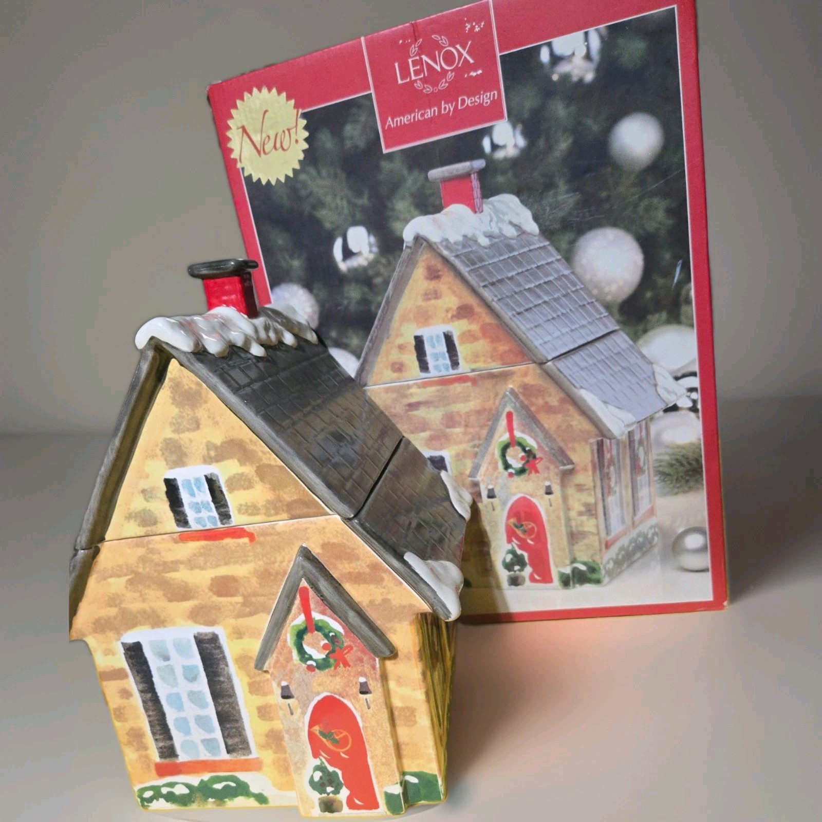 Lenox Home for the Holidays Ceramic Cookie Jar American by Design  831725 w box