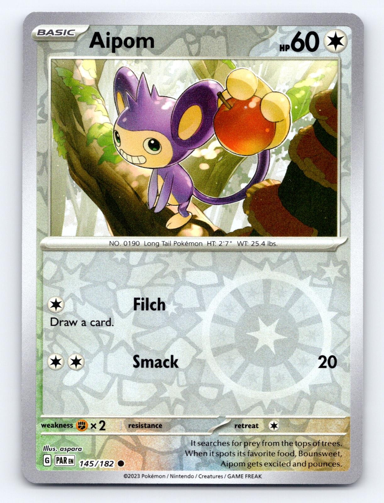 Aipom 145/182 Common Paradox Rift Pokemon Reverse Holo Near Mint