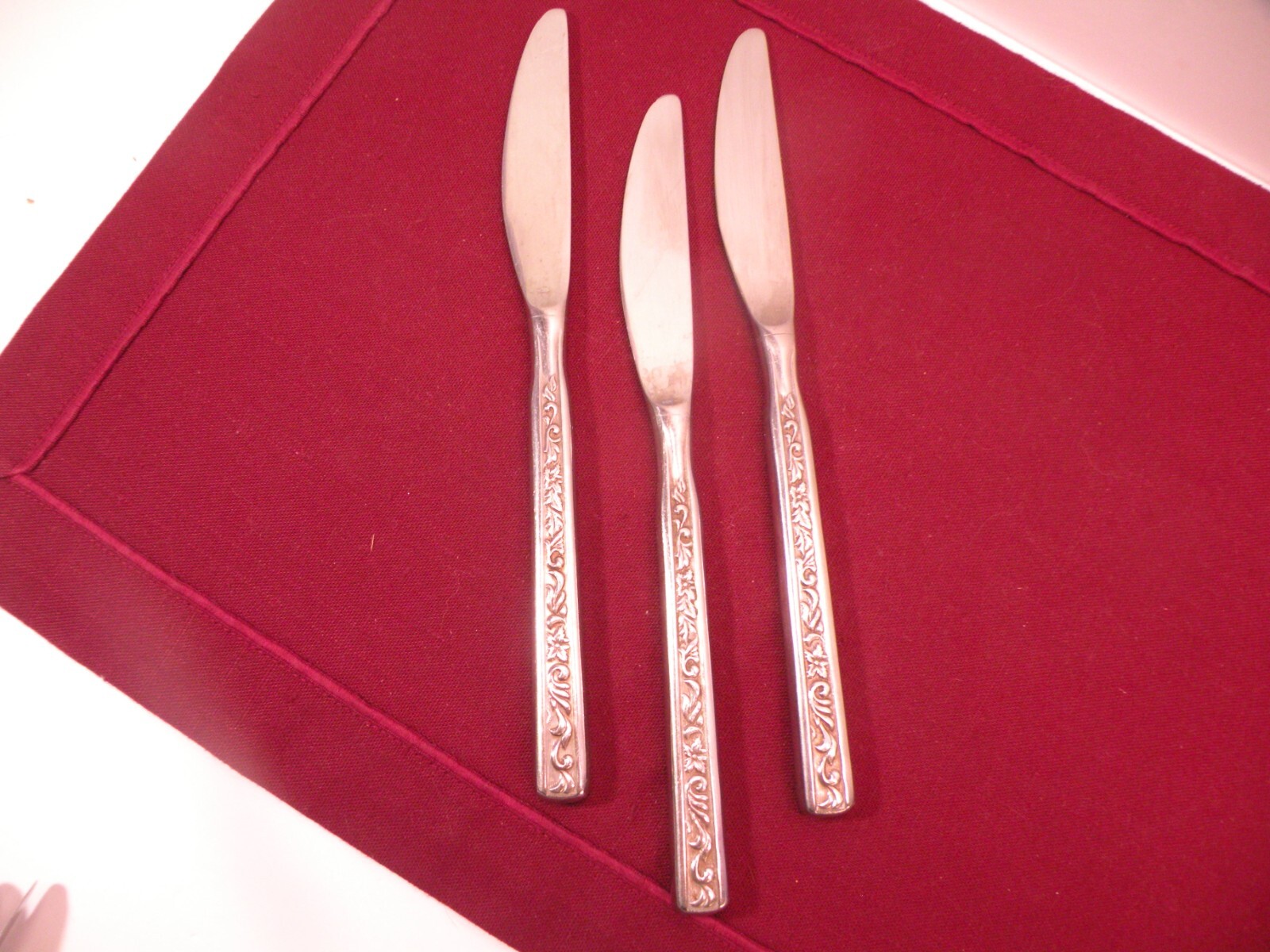 Set Of 3 Stanley Roberts Stainless Japan PARMA Pattern Dinner Knives 8 3/4\