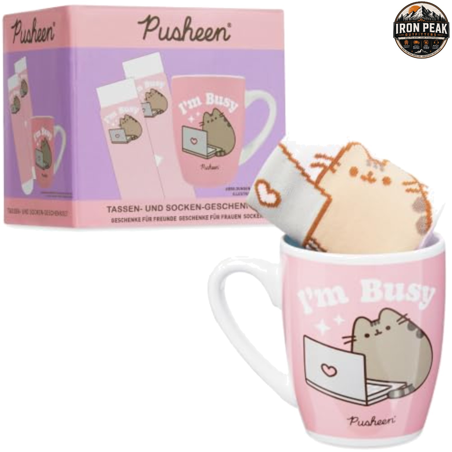 Coffee Mug And Crew Socks Set Pink Pusheen 11oz Ceramic Microwave Safe