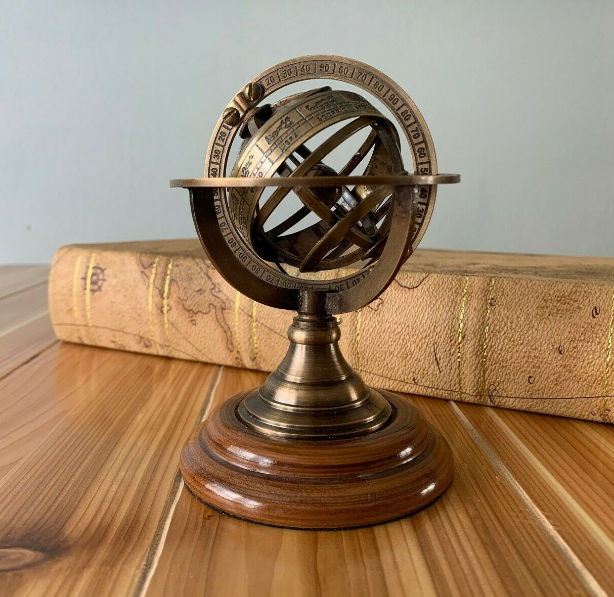 Vintage Zodiac Armillary Brass Sphere Globe