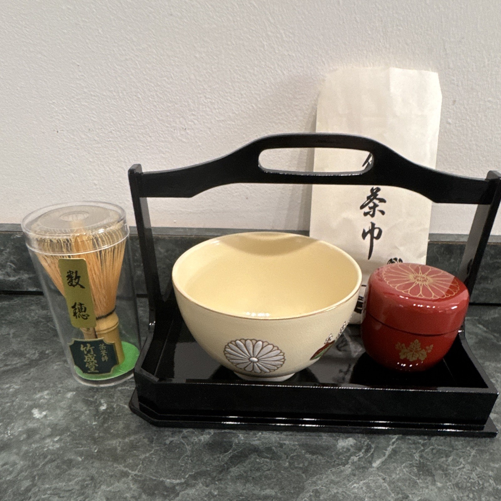 Japanese Tea Ceremony Set Matcha Whisk Chasen Chashaku Bamboo Case Tools