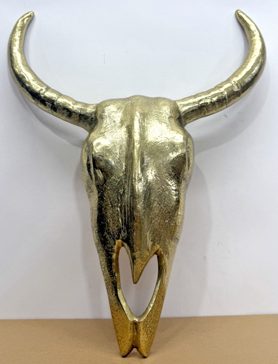 LARGE VTG SOUTHWEST CAST BRASS STEER SCULL COW/BULL 19\