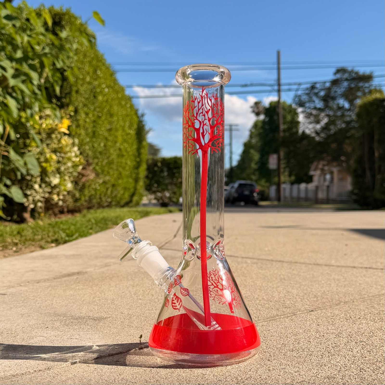 10 Inch Premium Red Tree Glass Bong  Hookah Water Filter Pipe with 14mm Bowl