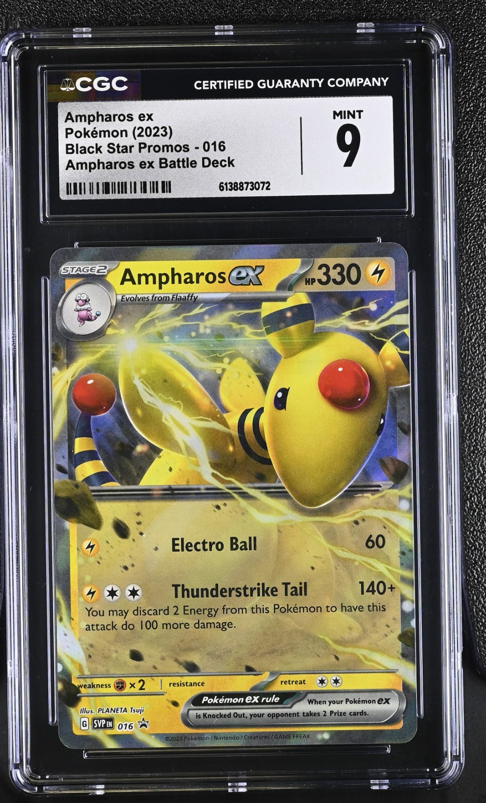 2023 Black Star Promo 016 Scarlet & Violet Ampharos ex CGC 9 Mint Rare Holo SVP