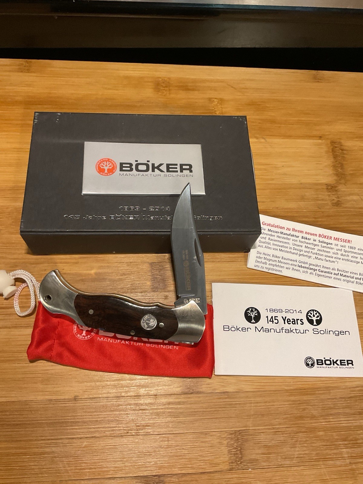 Rare 2014 Boker Germany #25 Of 145 Dense Grenadill Wood Box Lockback Canoe Knife