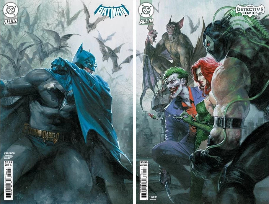 BATMAN #1/DETECTIVE COMICS #1101 (DELL'OTTO CONNECTING VARIANT SET)(2025) ~ DC