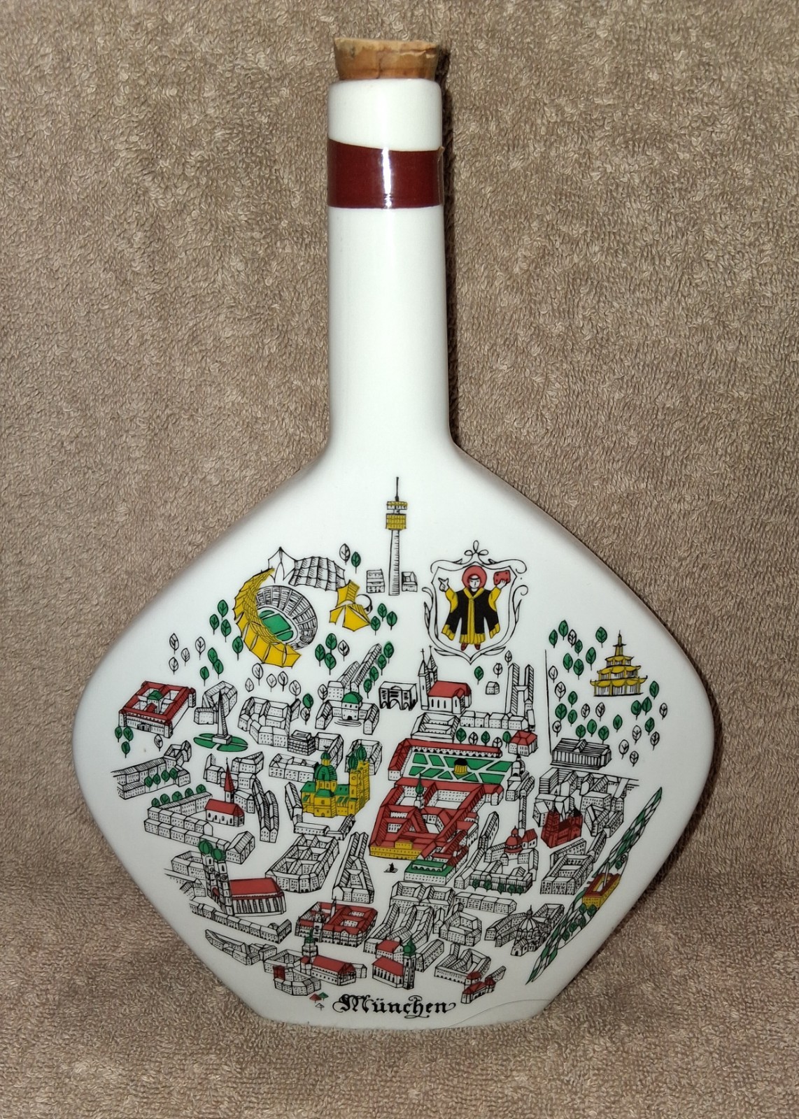 Decantador de porcelana vintage de Munich, Alemania, hecho a mediados del siglo