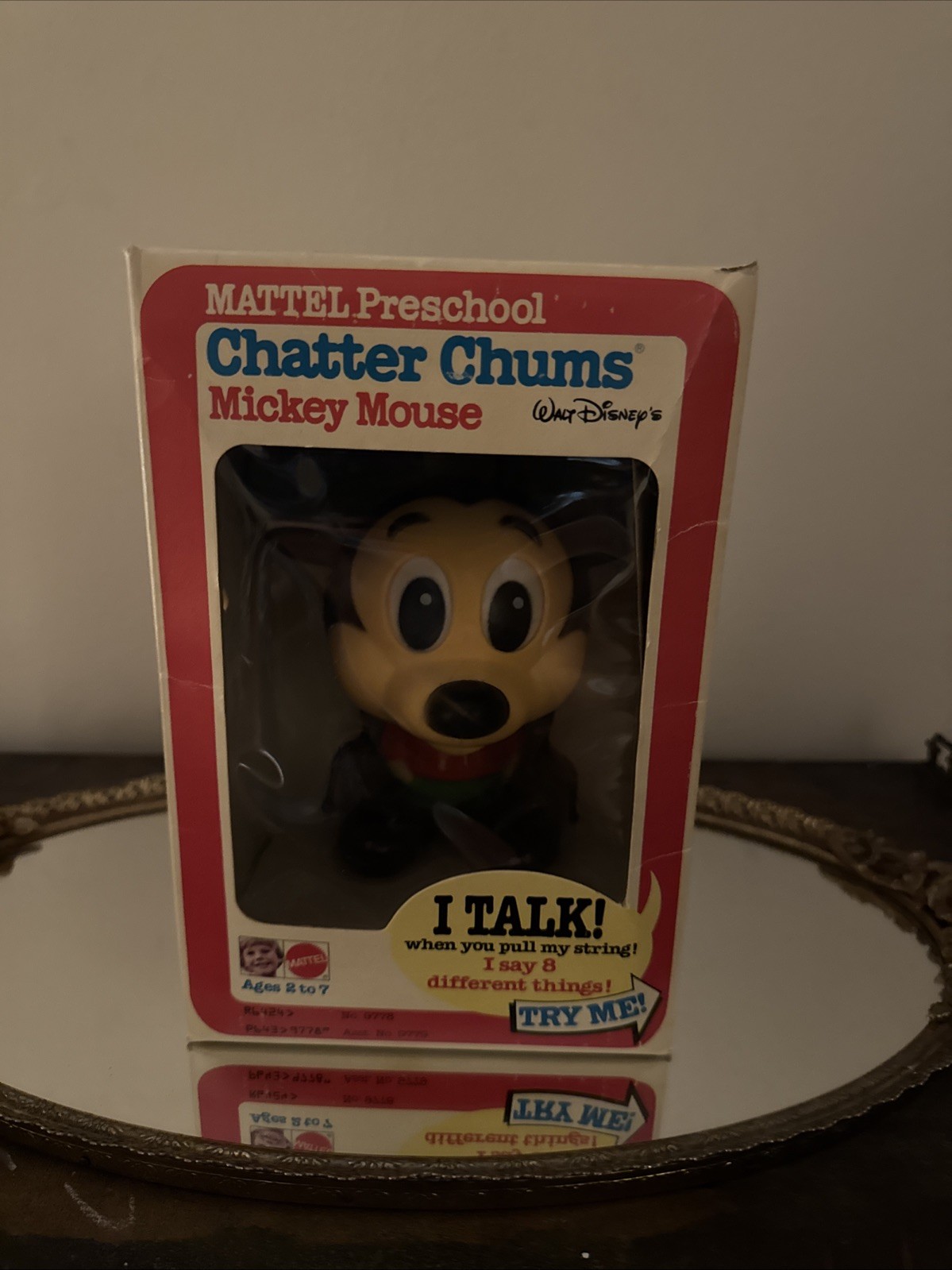 1976 Mattel Chatter Chums Mickey Mouse Pull String Toy New in Box NIB