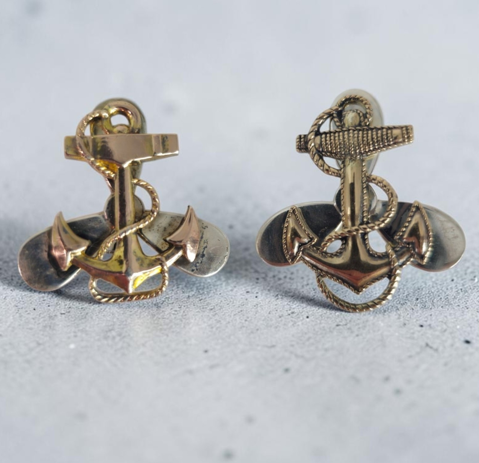 VTG WWII Amico 1/20 10K Gold Filled 925 Sterling Silver Navy Machinist Pin Pair