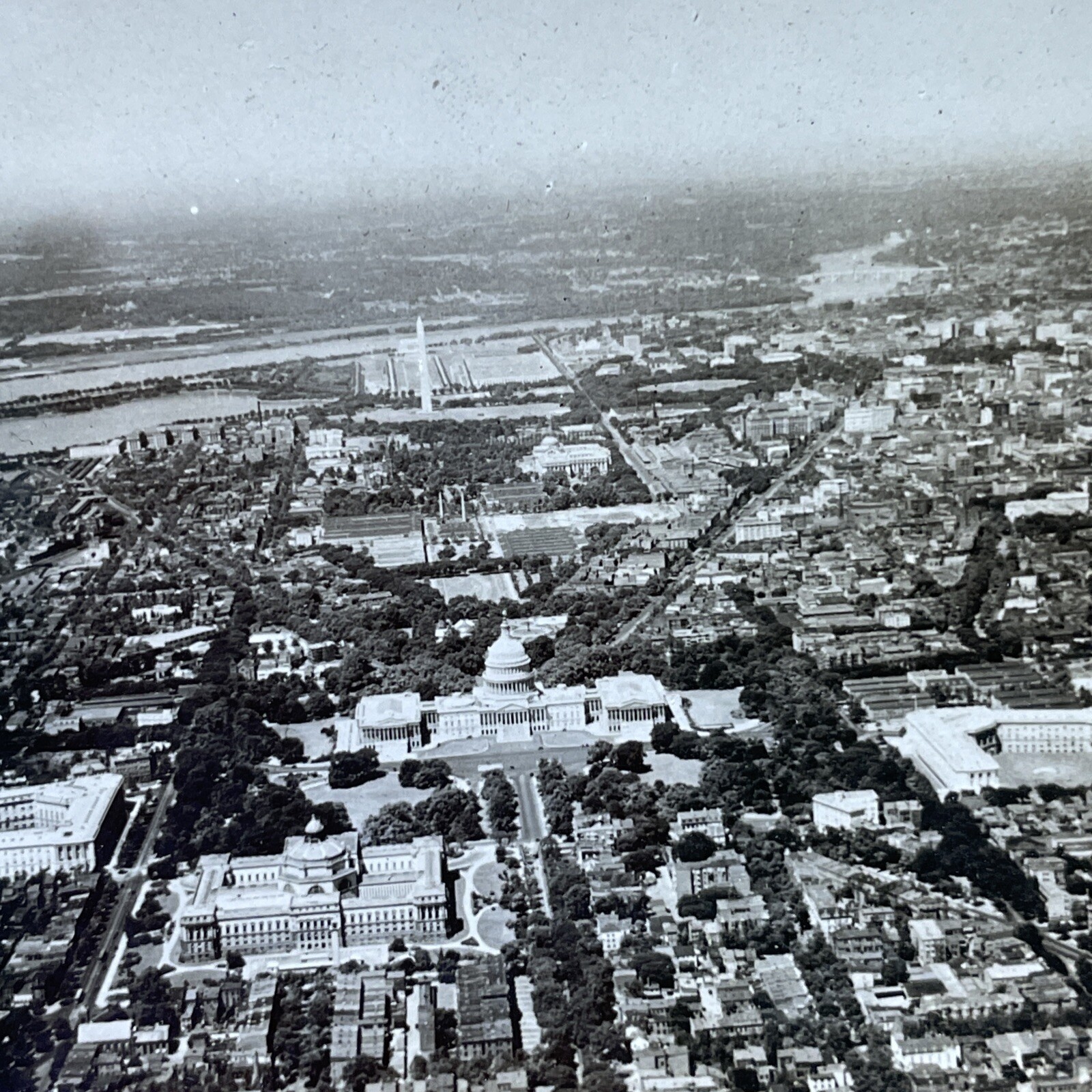 Washington D.C. Aerial View Stereoview Keystone View Co. 1920s Capitol