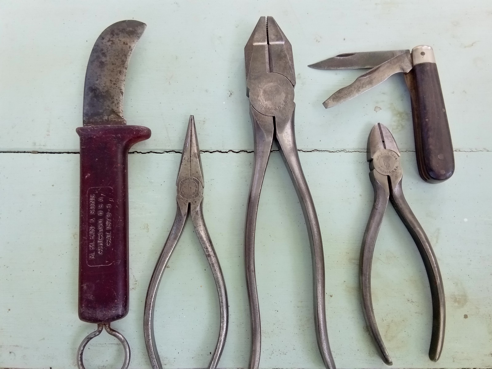 Vintage M. Klein & Sons Lineman Pliers USA Lot. Look 