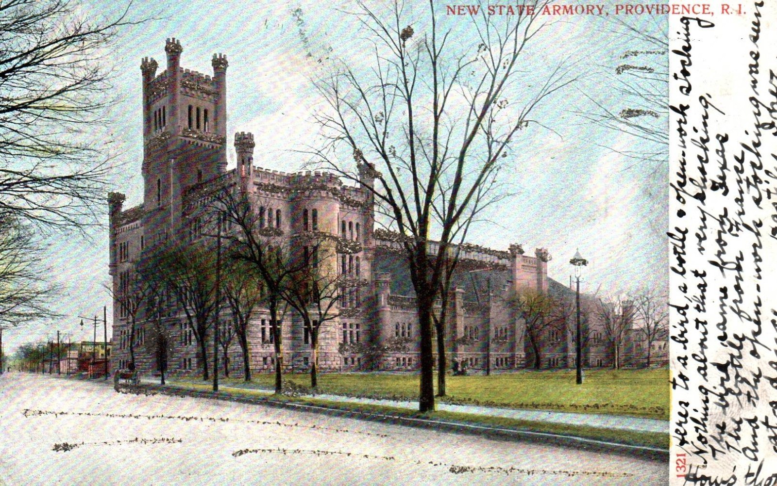 New State Armory Providence Rhode Island RI Glitter Postcard