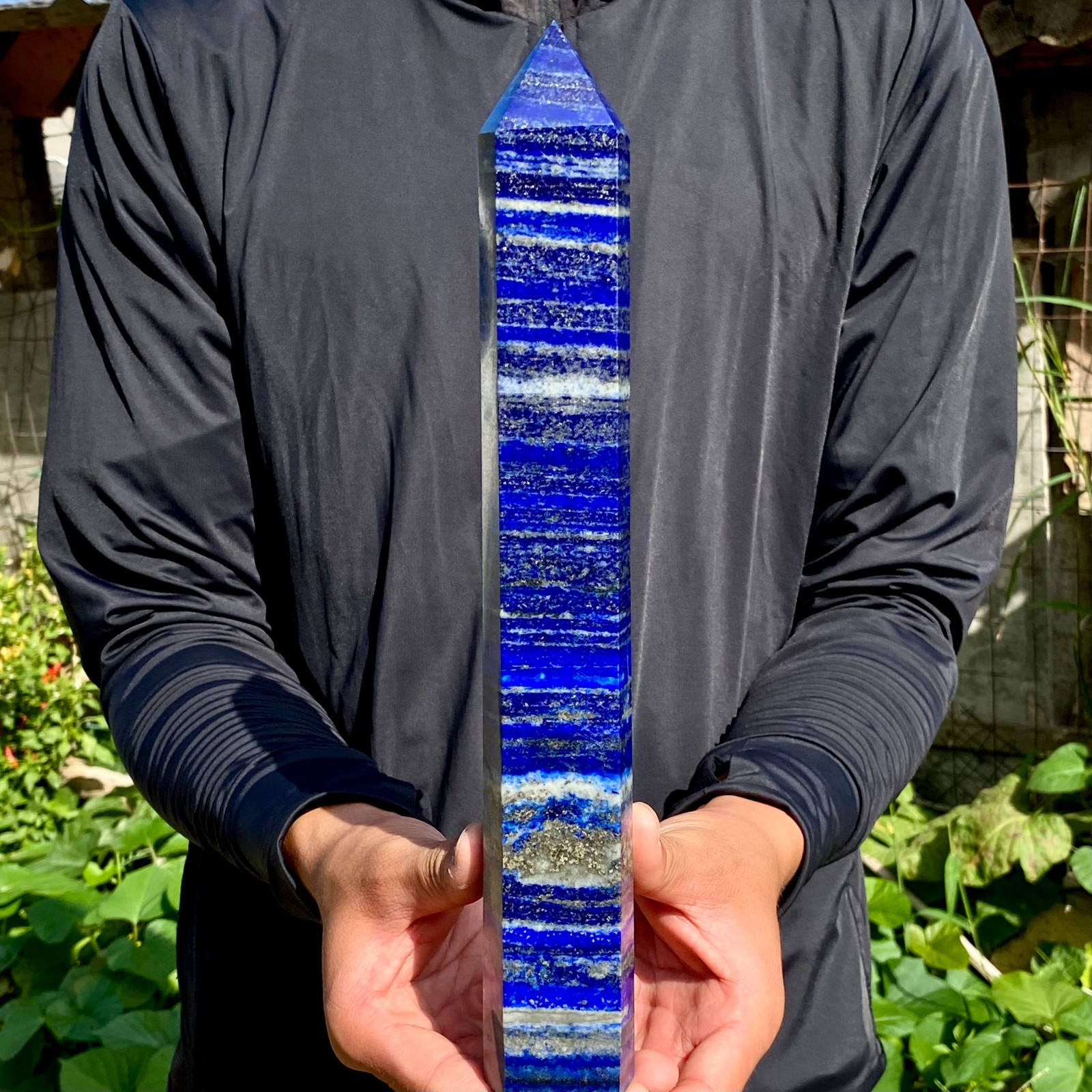 2.62LB Large Natural lapis lazuli crystal obelisk quartz crystal energy column