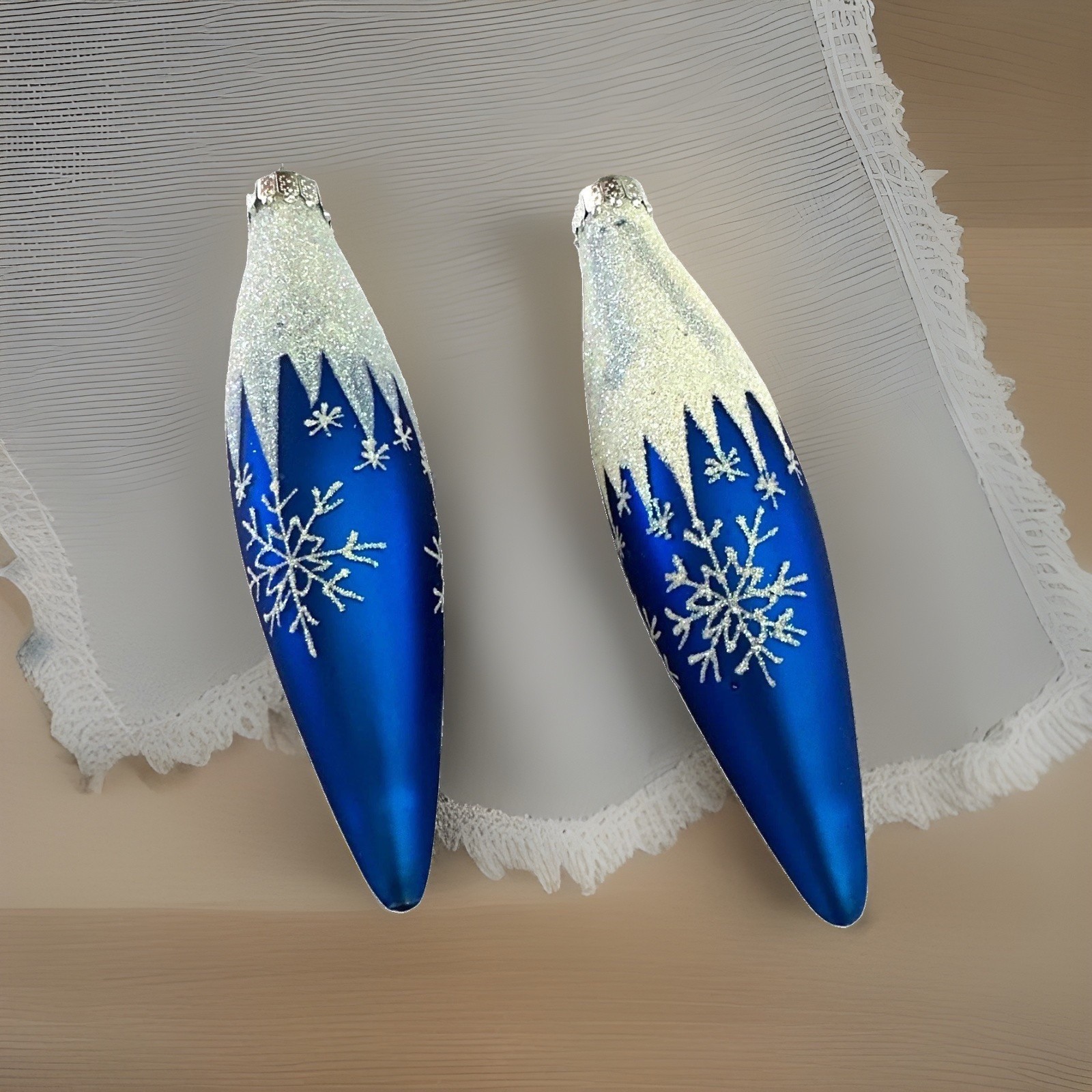 Vintage Unique Treasures Blown Glass Christmas Ornaments - Pair of 2