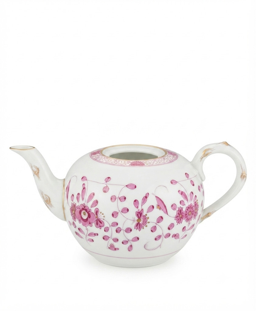 Meissen Rich Pink Floral Porcelain Teapot Body Only No Lid First Quality