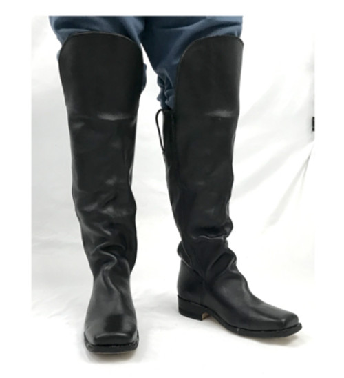 Black Leather Boots with Knee Flap Size 12