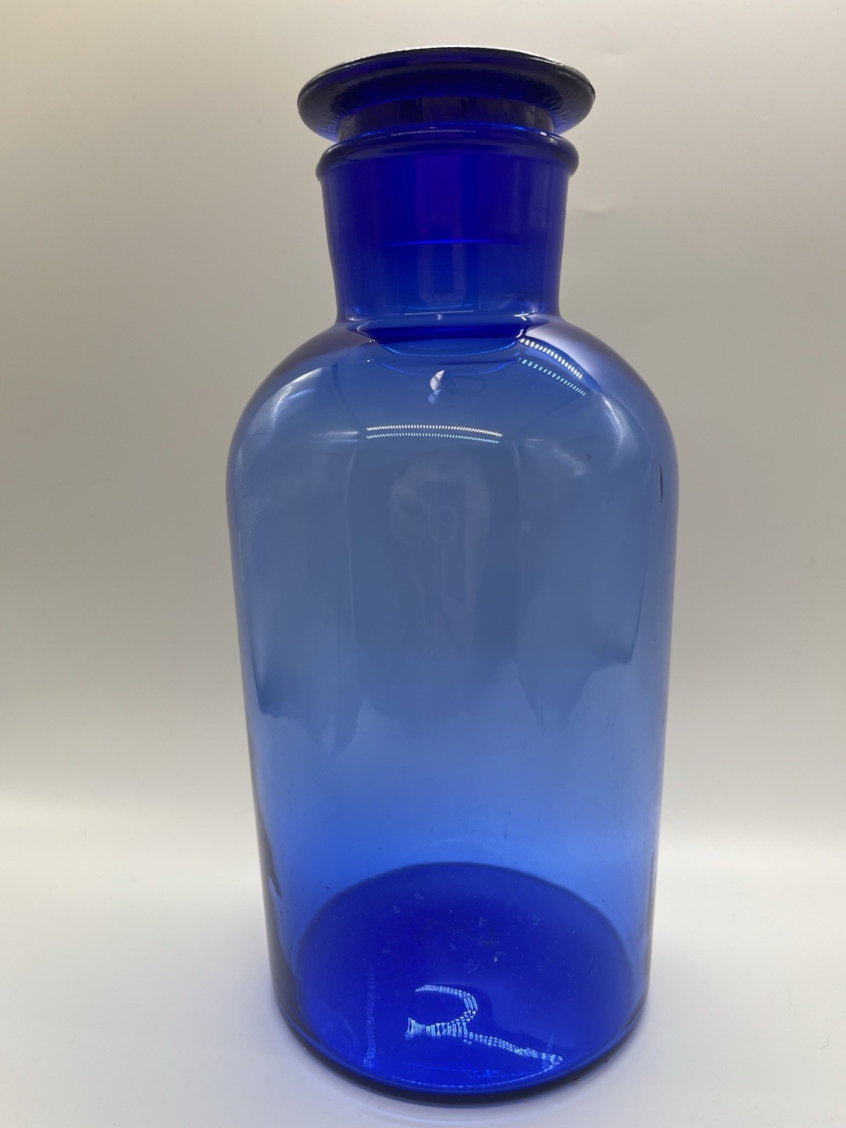 Antique 10-inch-tall 2 Liter Cobalt Blue Glass Re-Agent Bottle with Stopper