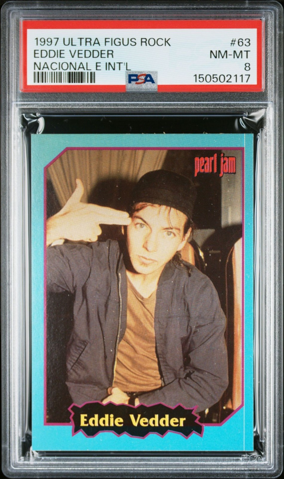 1997 ULTRA FIGUS ROCK EDDIE VEDDER PEARL JAM #63 PSA 8, POP 9, 1 HIGHER 1997 ULTRA FIGUS ROCK EDDIE VEDDER PEARL JAM #63 PSA 8, POP 9, 1 HIGHER