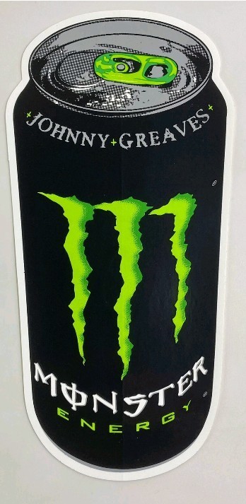 Monster x Johnny Greaves 2010 Sticker Energy Drink Can 7 1/4\