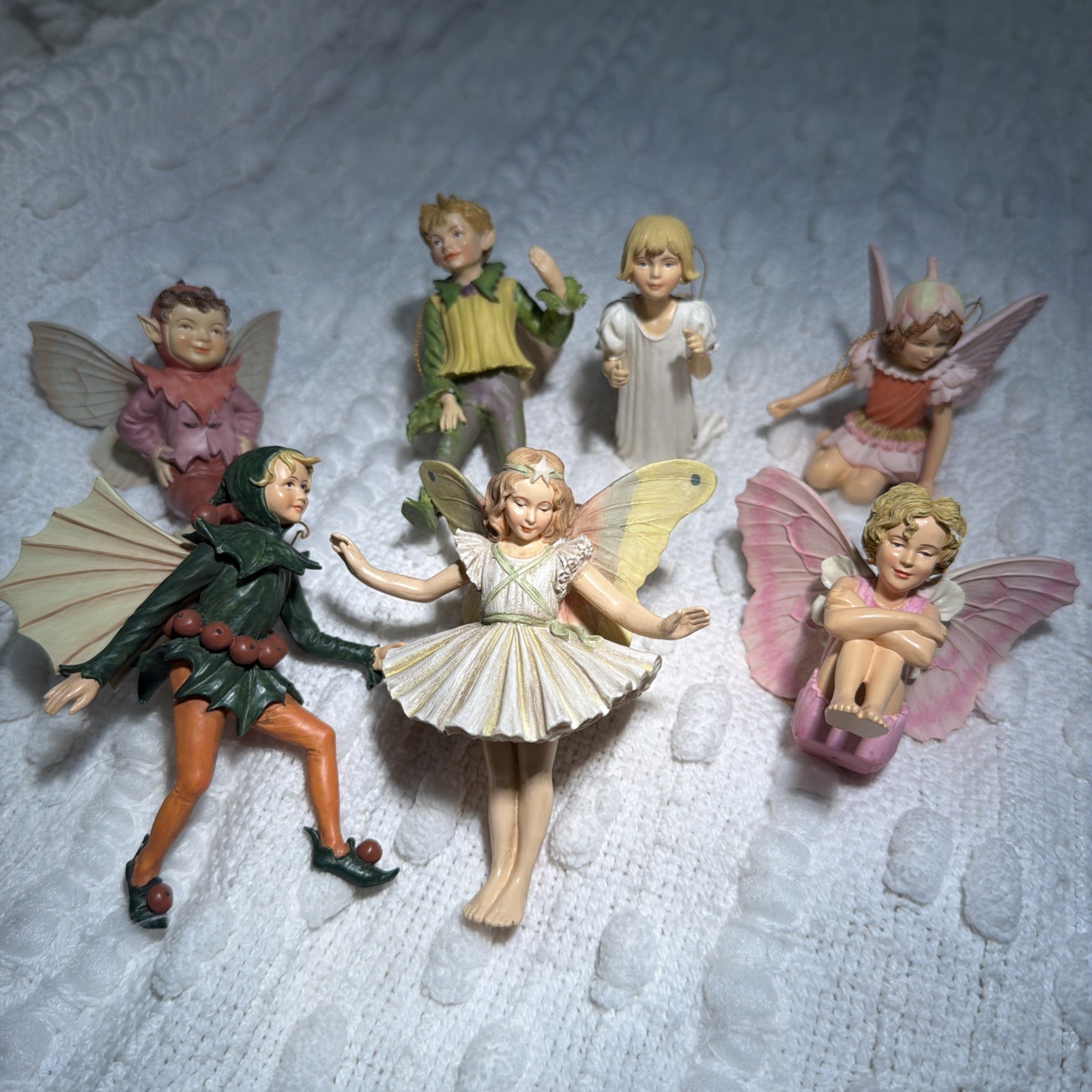 Lot Of  7 Retired Cicely Mary Barker Flower Fairies Ornaments HTF Lates Series