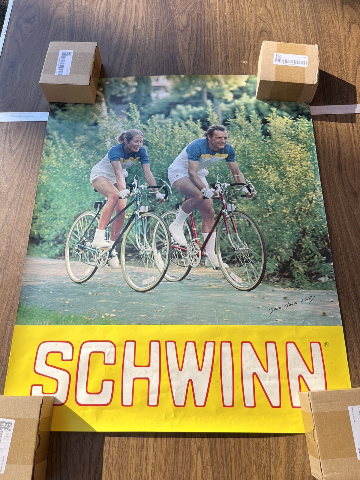 Vintage Original Schwinn Promotional Advertising Poster rare old bike shop find