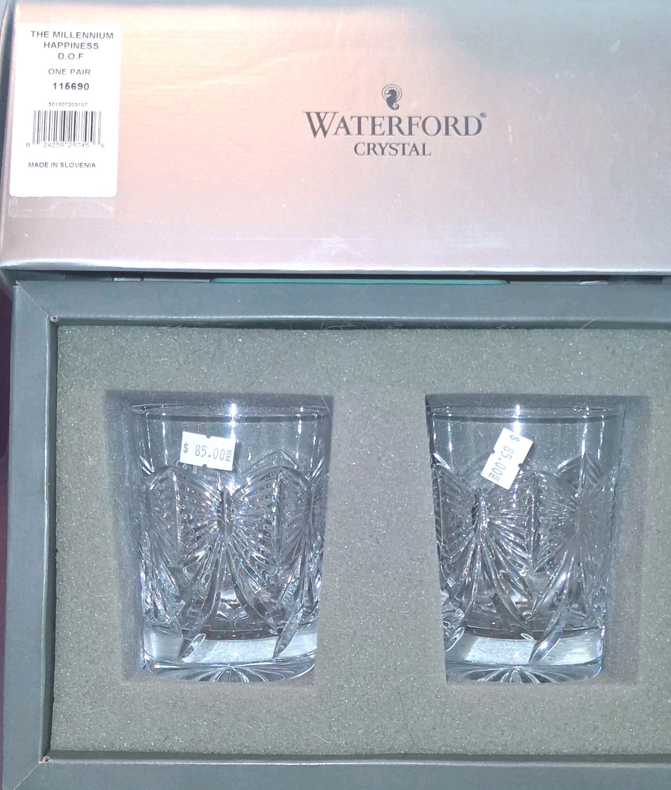 Waterford Millennium Collection Toasting Double Old Fashions Pair 