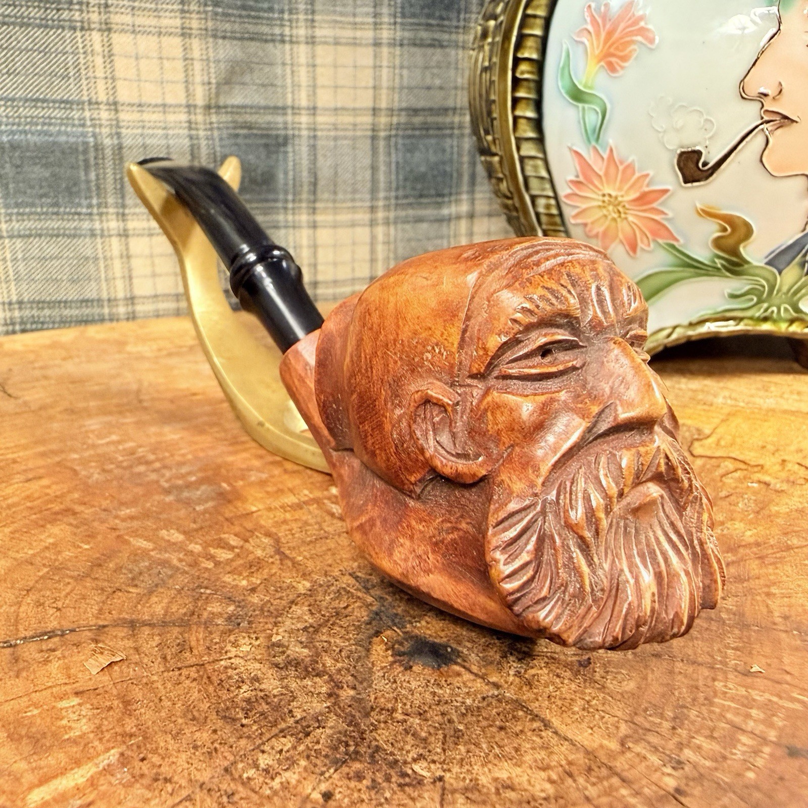 NOS UNSMOKED KAYWOODIE Heirloom The Prophet  Figural Tobacco Pipe 3 Hole Stinger