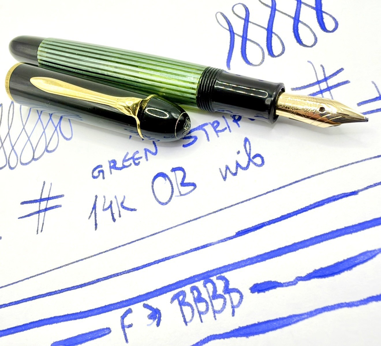 1950's PELIKAN 140 Full Green Torpedo Serviced Fountain Pen-Flexy OB Nib- 400