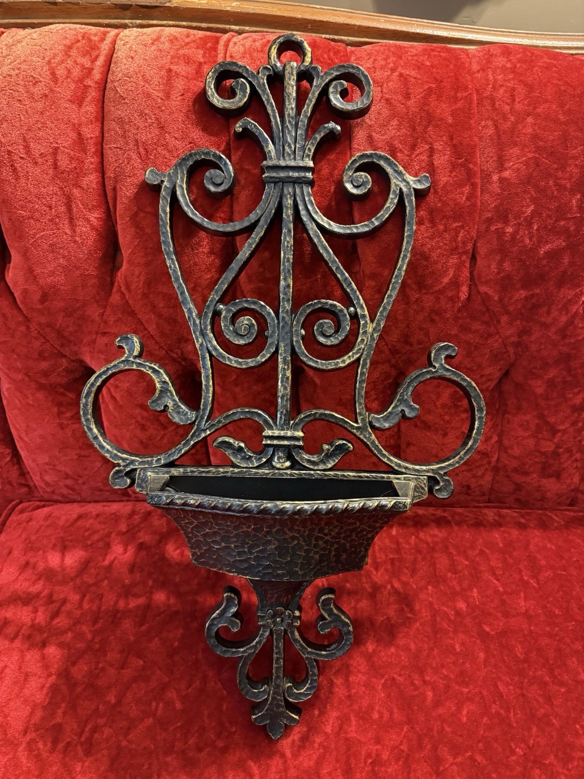 Vintage Faux Wrought Iron Homco Home Interiors 1972 Wall Pocket 24\