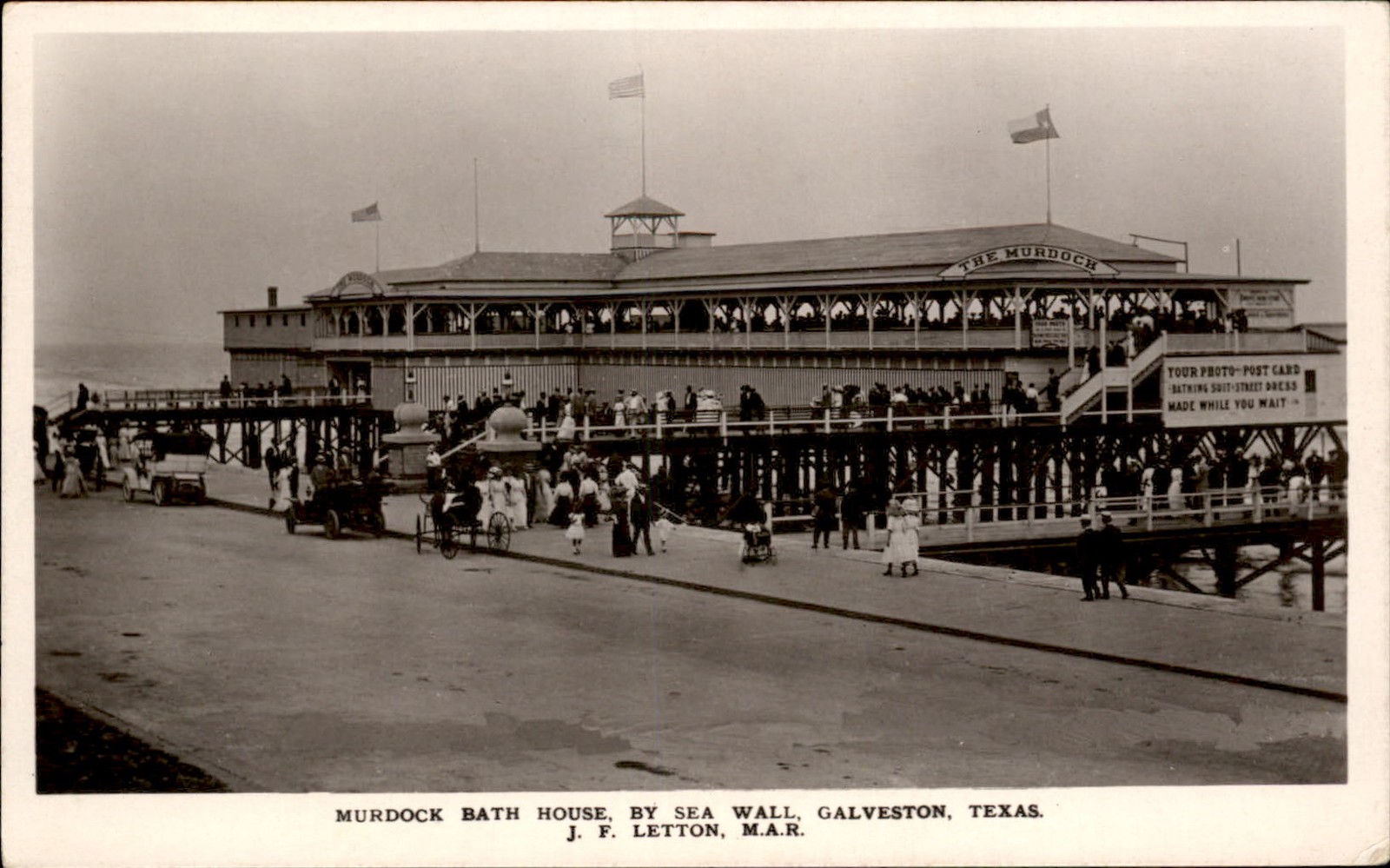 Galveston TX Bath House J. F. Letton c1910 Real Photo Vintage Postcard bhn