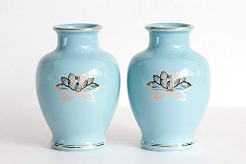 Japanese Ceramic Vases Yamako Natsume Seiji Kinkon Lotus 7 Inch Set