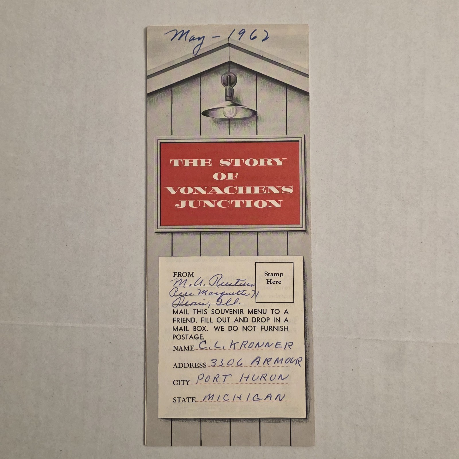Vintage Vonachens Junction Menu Famous 1960s Peoria Illinois Restaurant