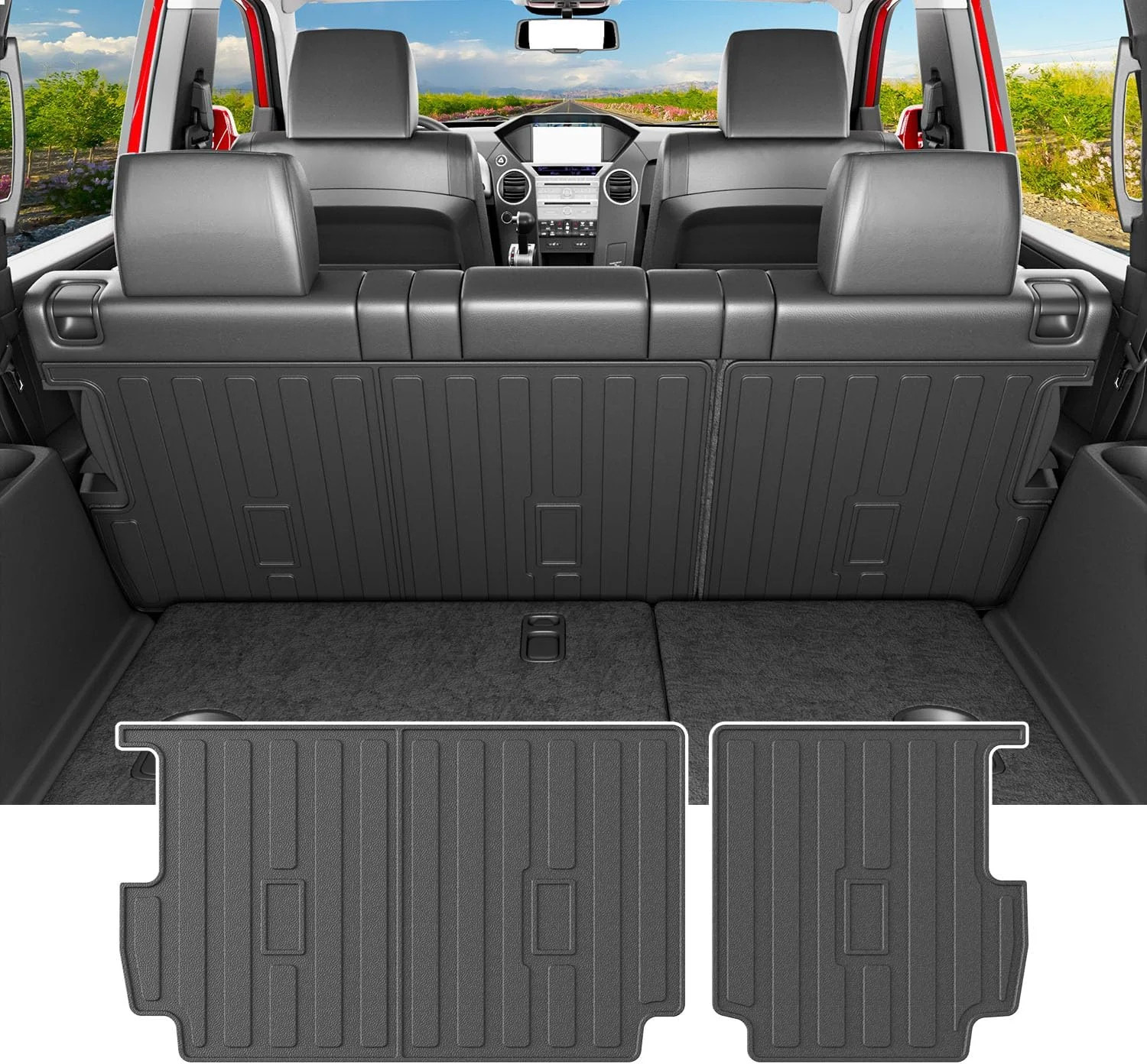 powoq Cargo Mat Compatible with 2009-2015 Honda Pilot Trunk Mat Cargo Liner TPE