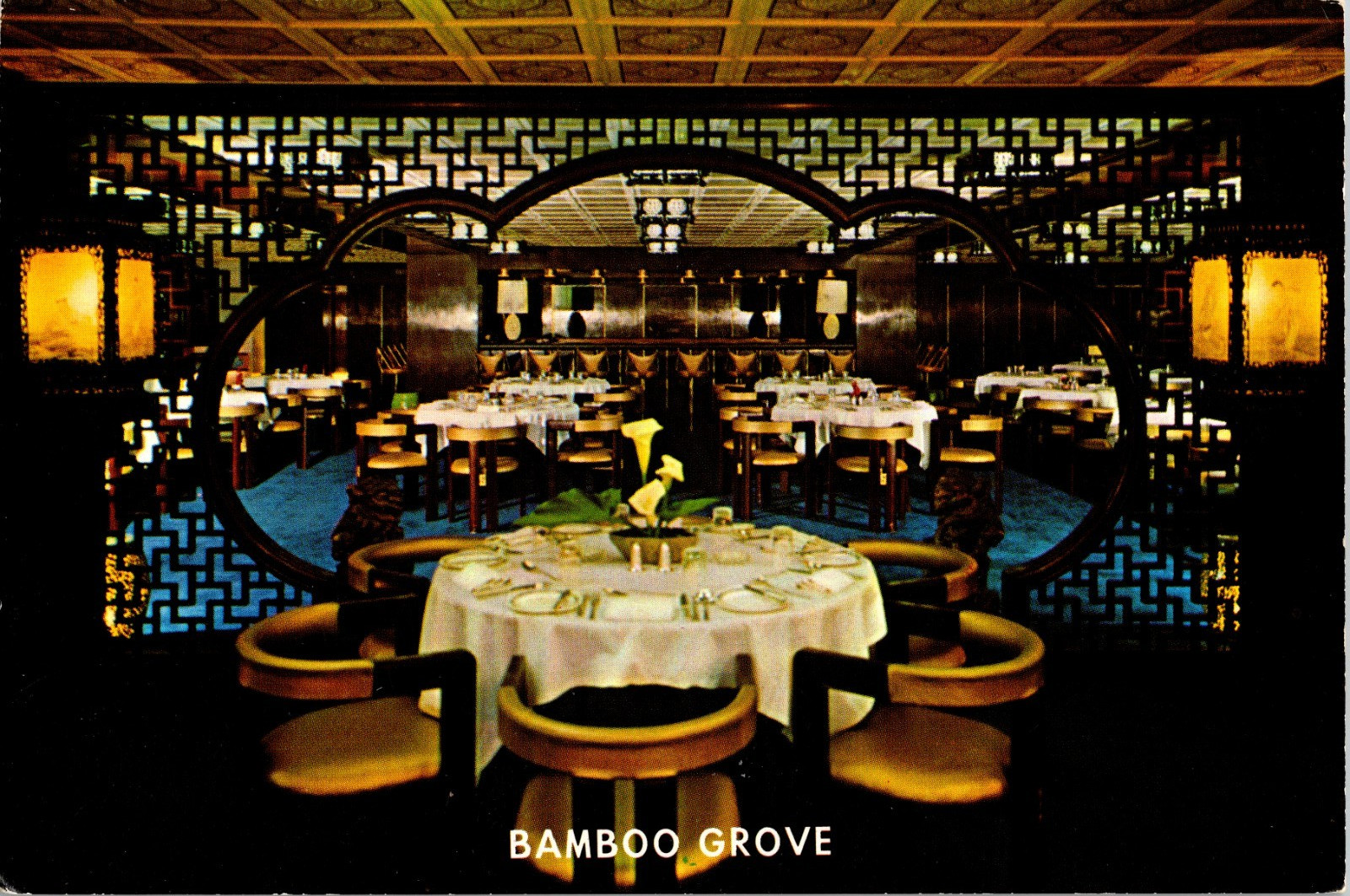 Bamboo Grove Restaurant Hotel Miramar Hong Kong Kowloon Vintage Postcard