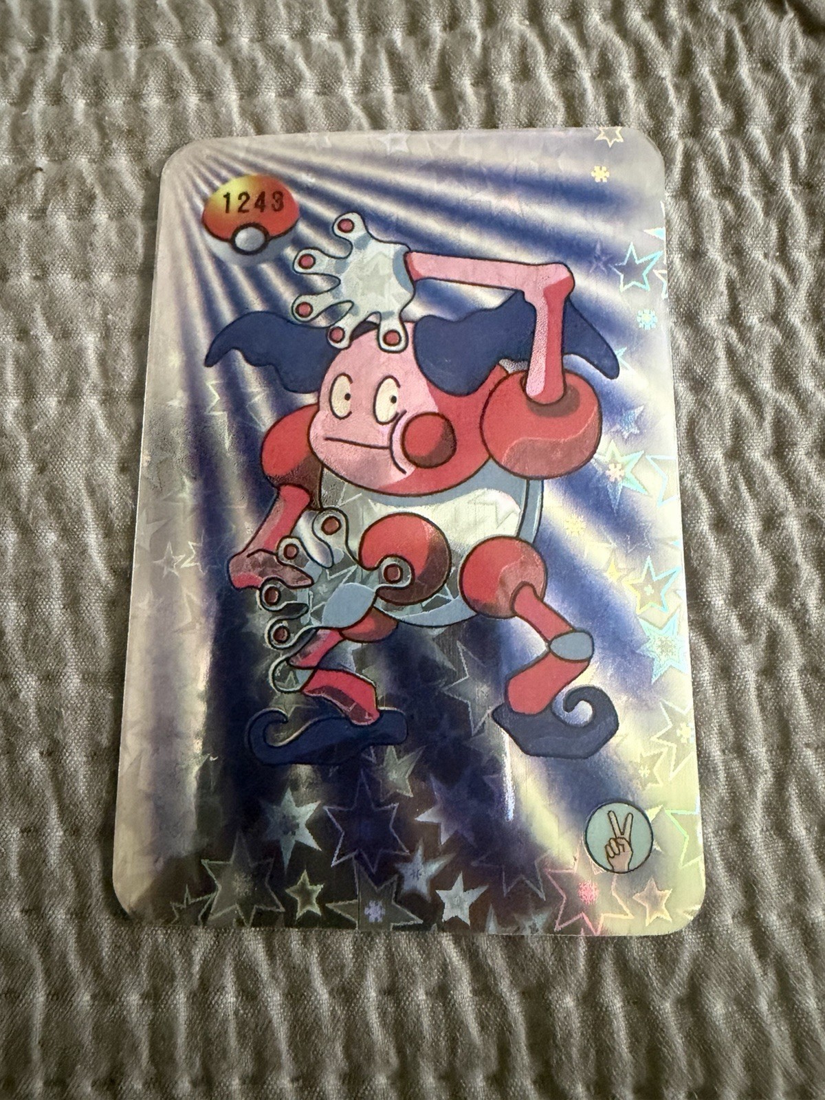 Rare Silver Set Mr Mime Vending Prism Sticker Card #1243, Pocket Monster
