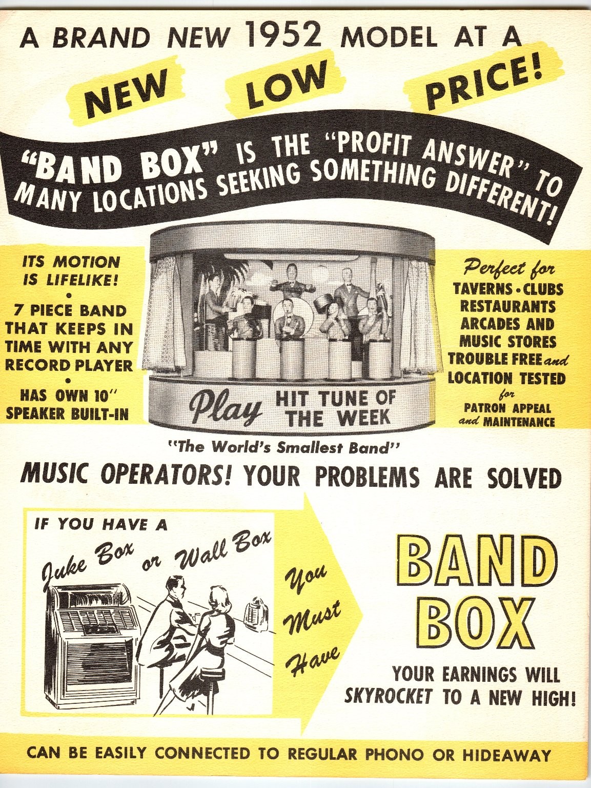 1952 Chicago Coin Band Box Flyer Vintage Jukebox Music Promo Ephemera